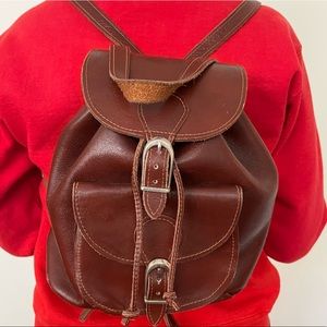 Vintage brown mini leather backpack